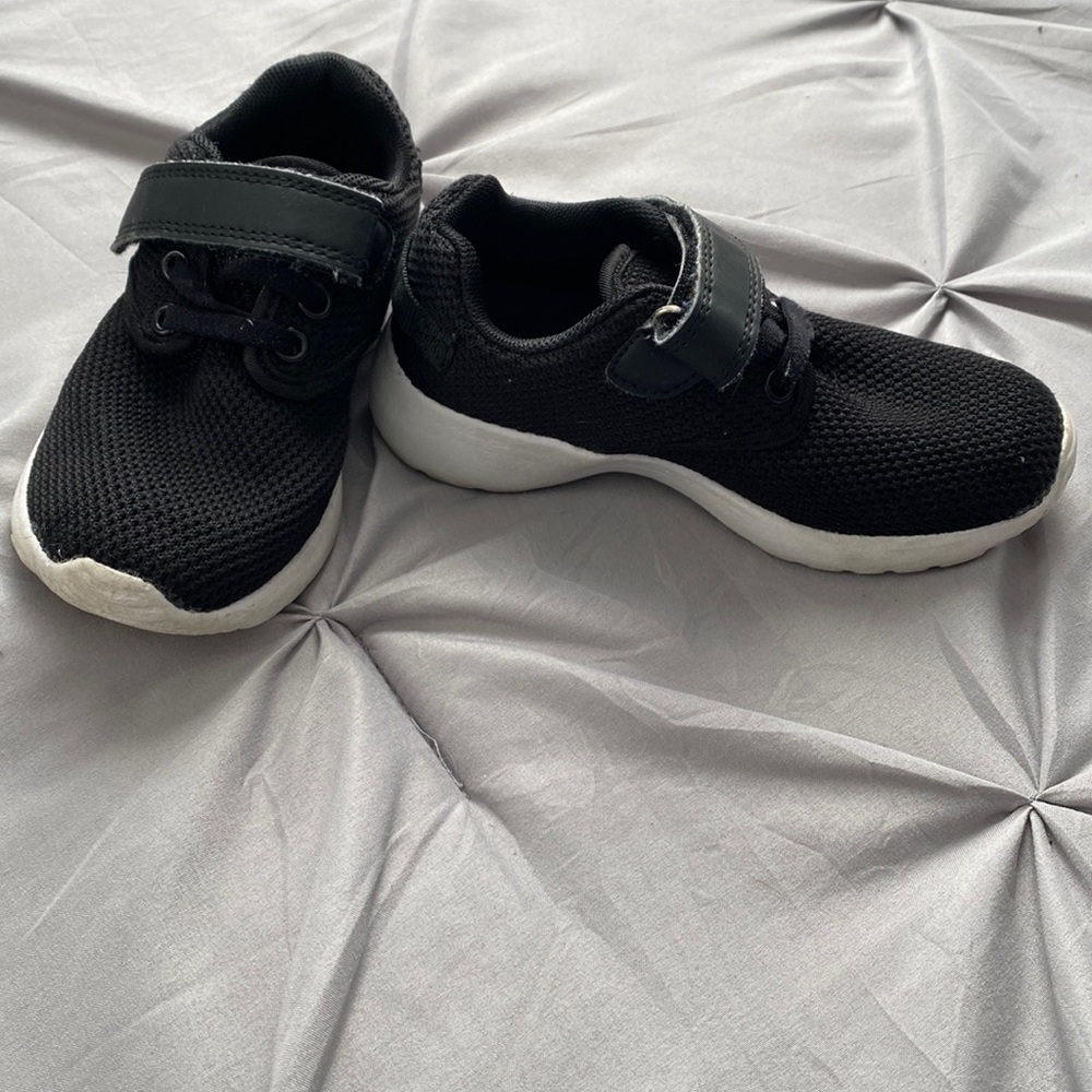 Girls size small 10 black with white Velcro sneakers